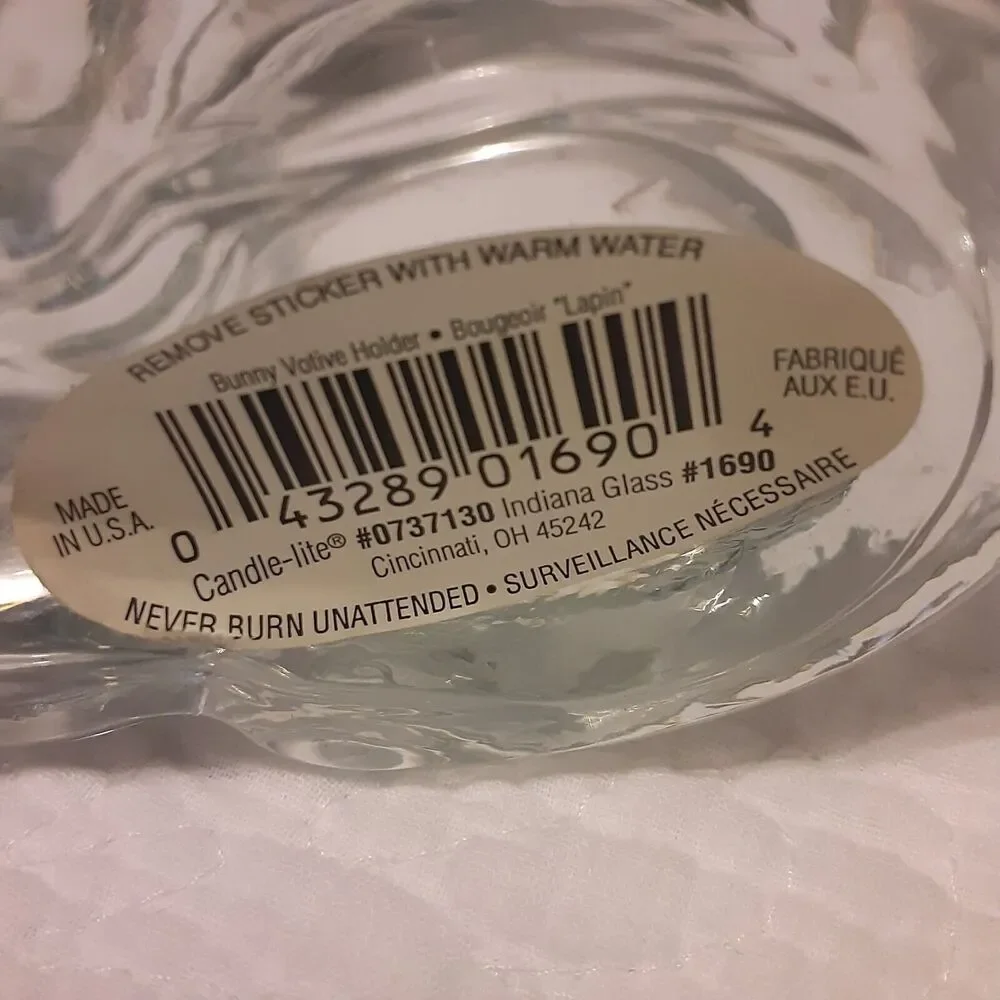 Indiana Glass Bunny Candle Holder Easter Whimsical